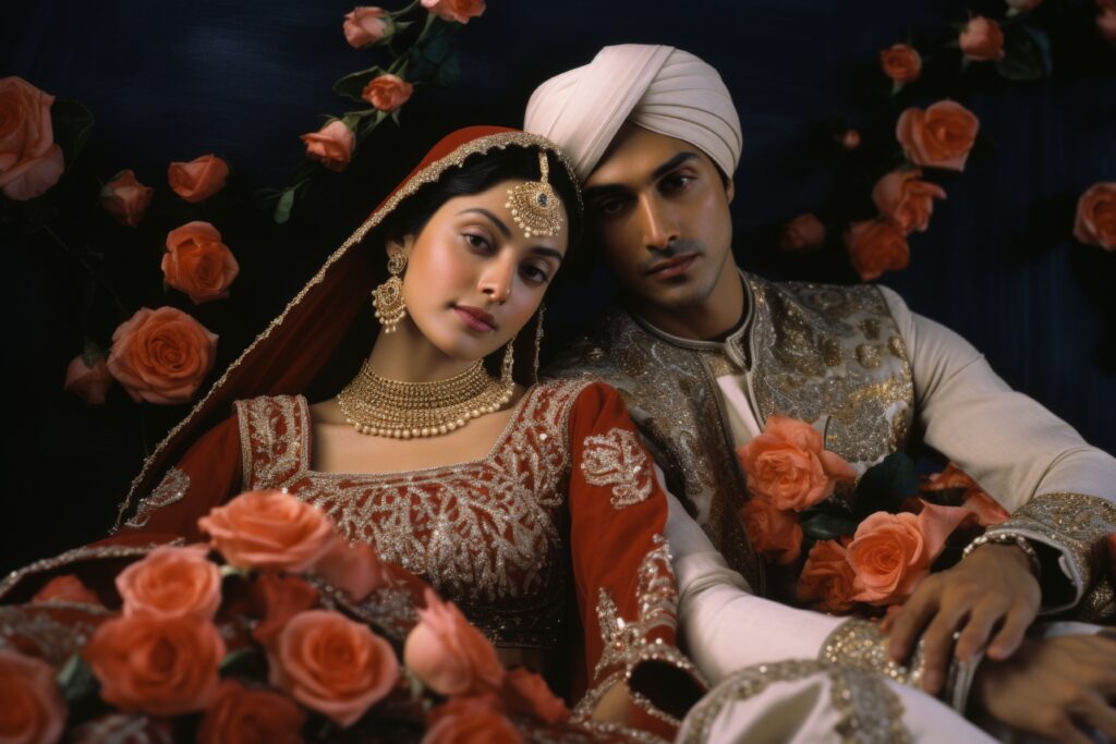 Couple posing at marriage