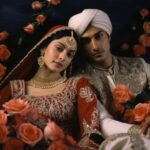 Couple posing at marriage